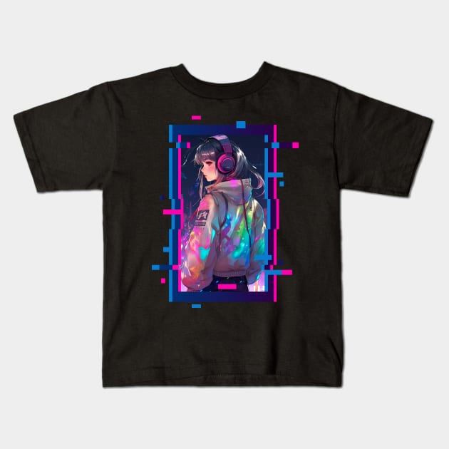 Cyber Futuristic Girl - Anime Shirt Kids T-Shirt by KAIGAME Art